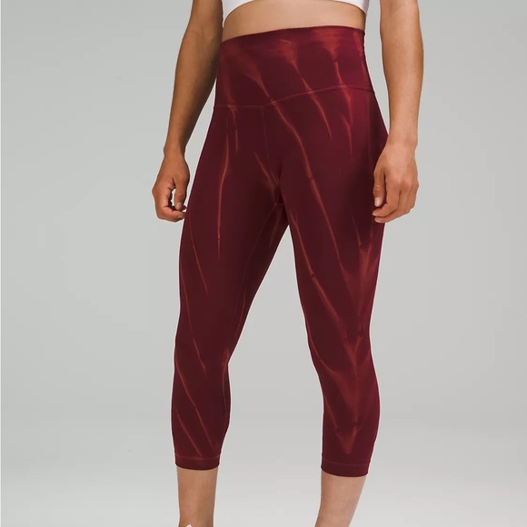 Lululemon Wunder Train High-Rise Crop 23" Size 6 sun bleached wash red leggings - Picture 1 of 2